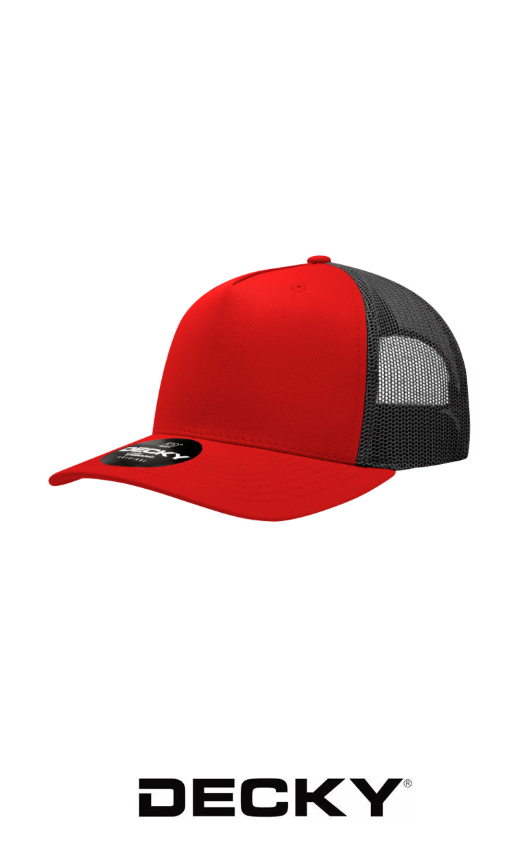 Decky 5 Panel Mid Profile Structured Cotton Blend Trucker
