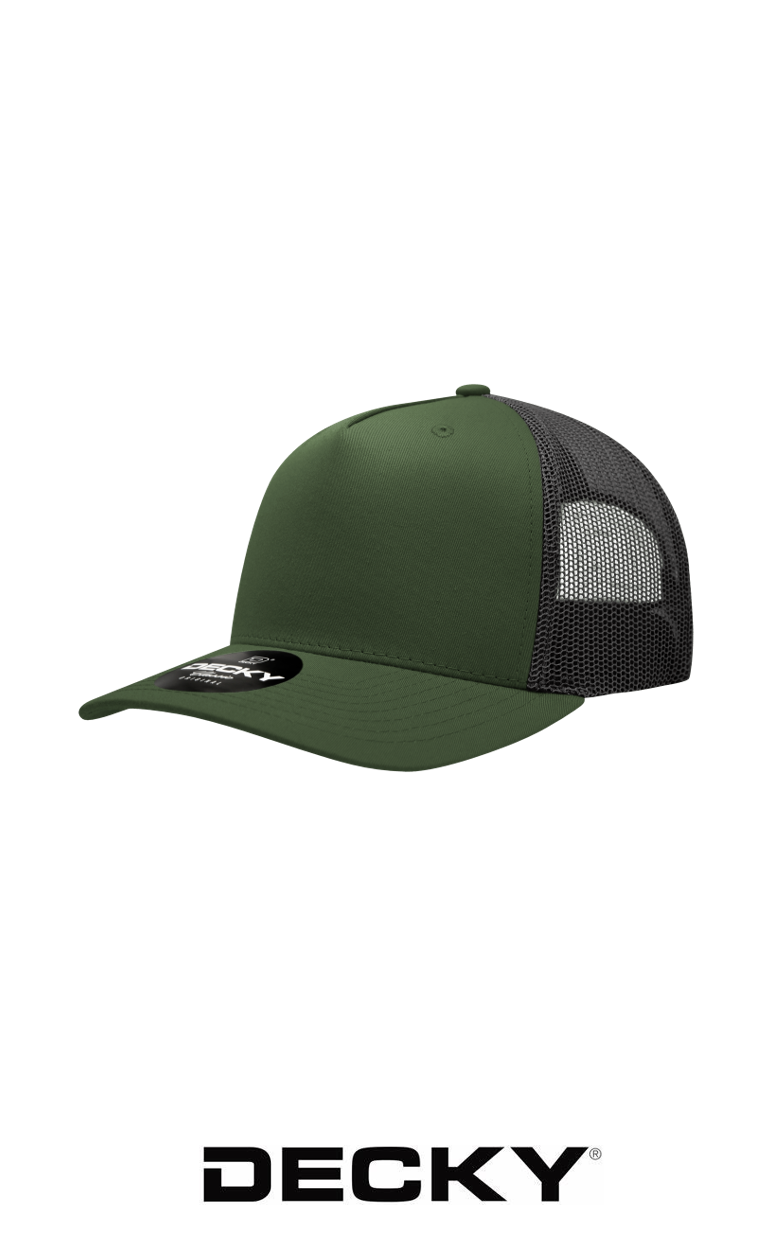 Decky 5 Panel Mid Profile Structured Cotton Blend Trucker