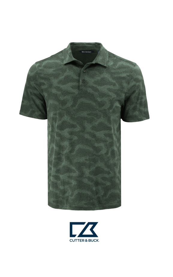 Cutter & Buck Coastline Recycled Double Peached Camo Print Mens Polo