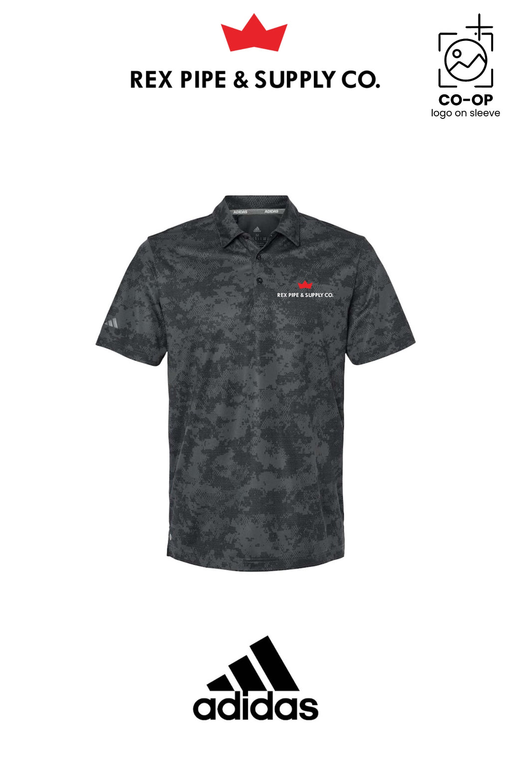 Adidas Mens All Over Camo Print Polo - REX PIPE AND SUPPLY
