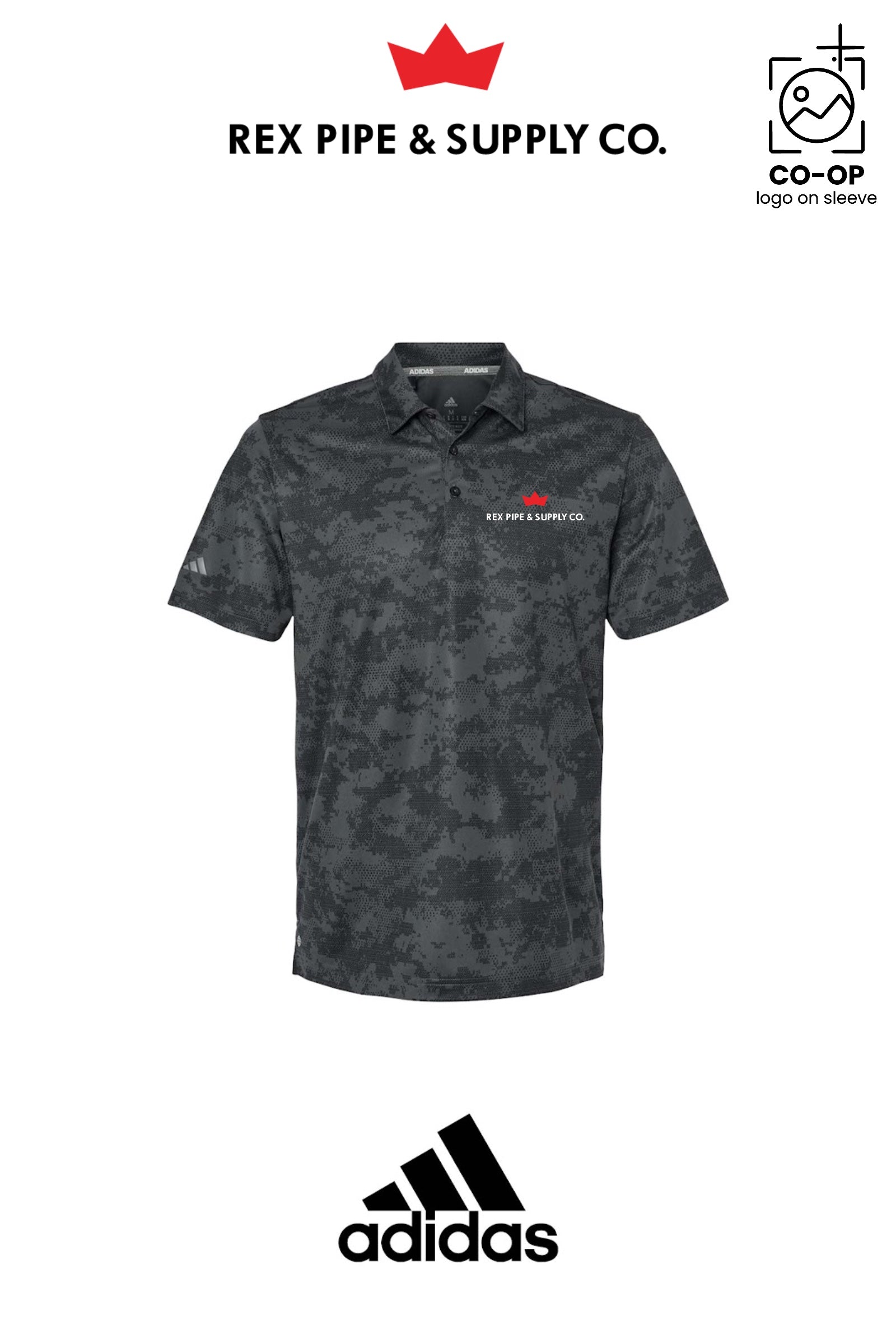 Adidas Mens All Over Camo Print Polo - REX PIPE AND SUPPLY