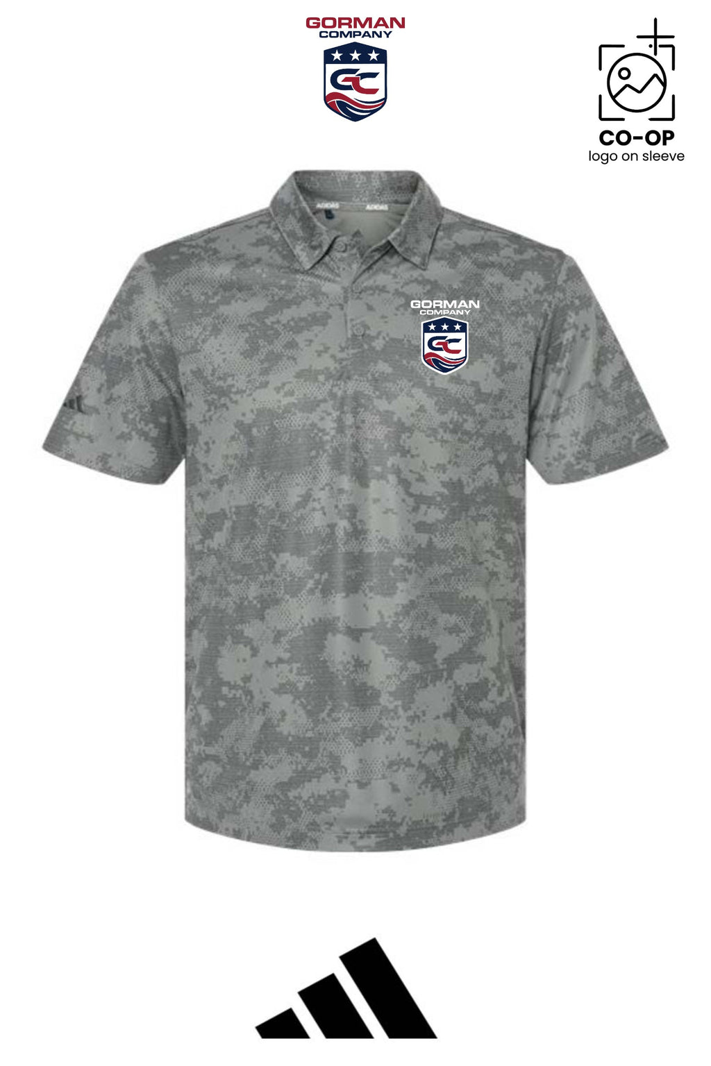 Adidas Mens All Over Camo Print Polo - GORMAN CO - PANAMA CITY