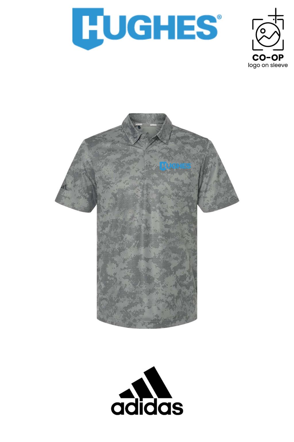 Adidas Mens All Over Camo Print Polo - HUGHES SUPPLY