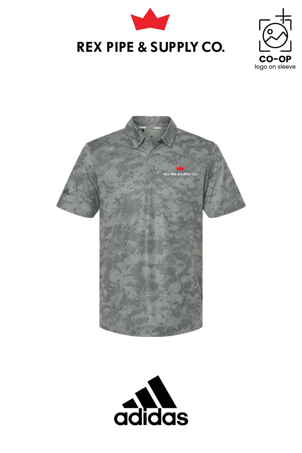 Adidas Mens All Over Camo Print Polo - REX PIPE AND SUPPLY