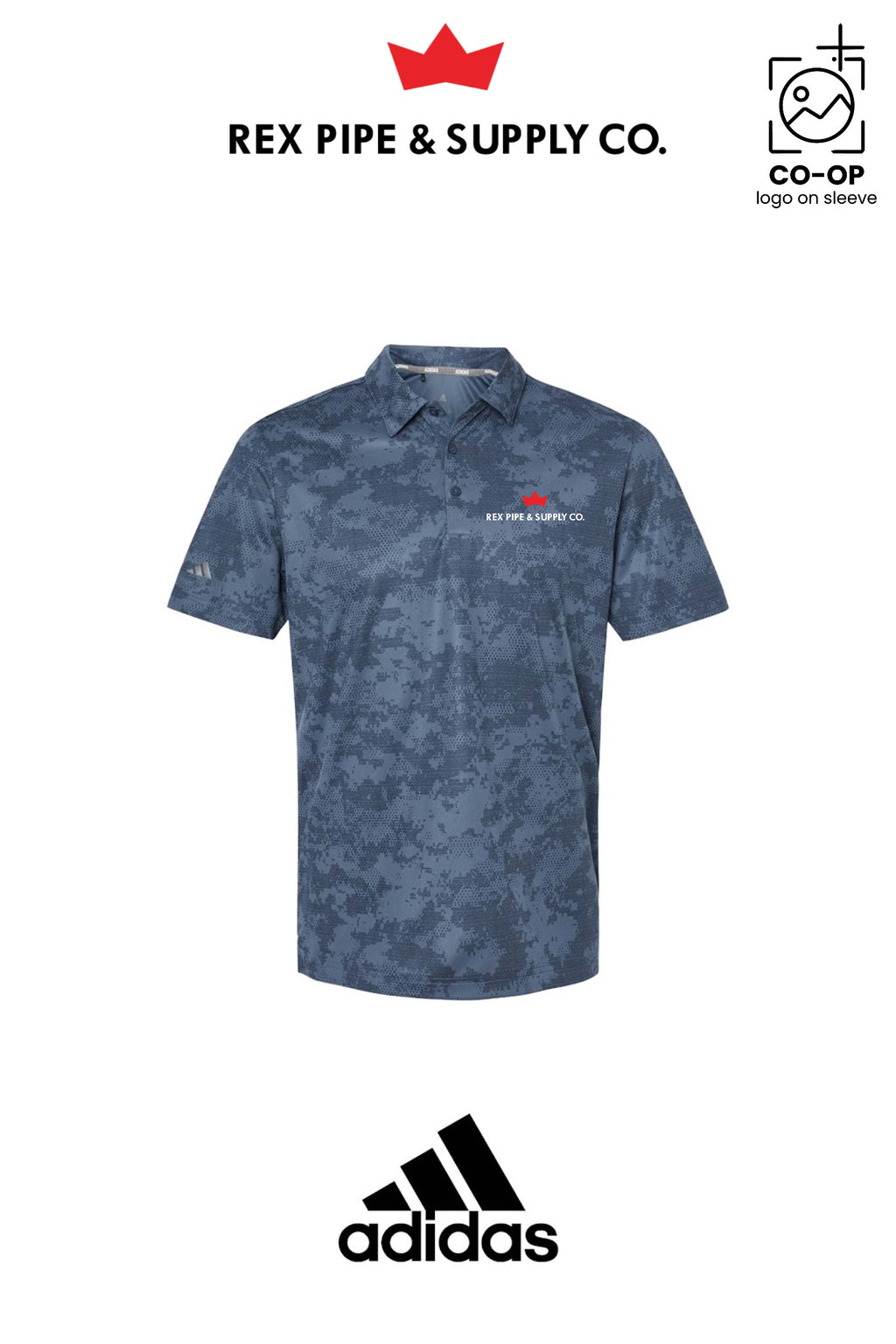 Adidas Mens All Over Camo Print Polo - REX PIPE AND SUPPLY