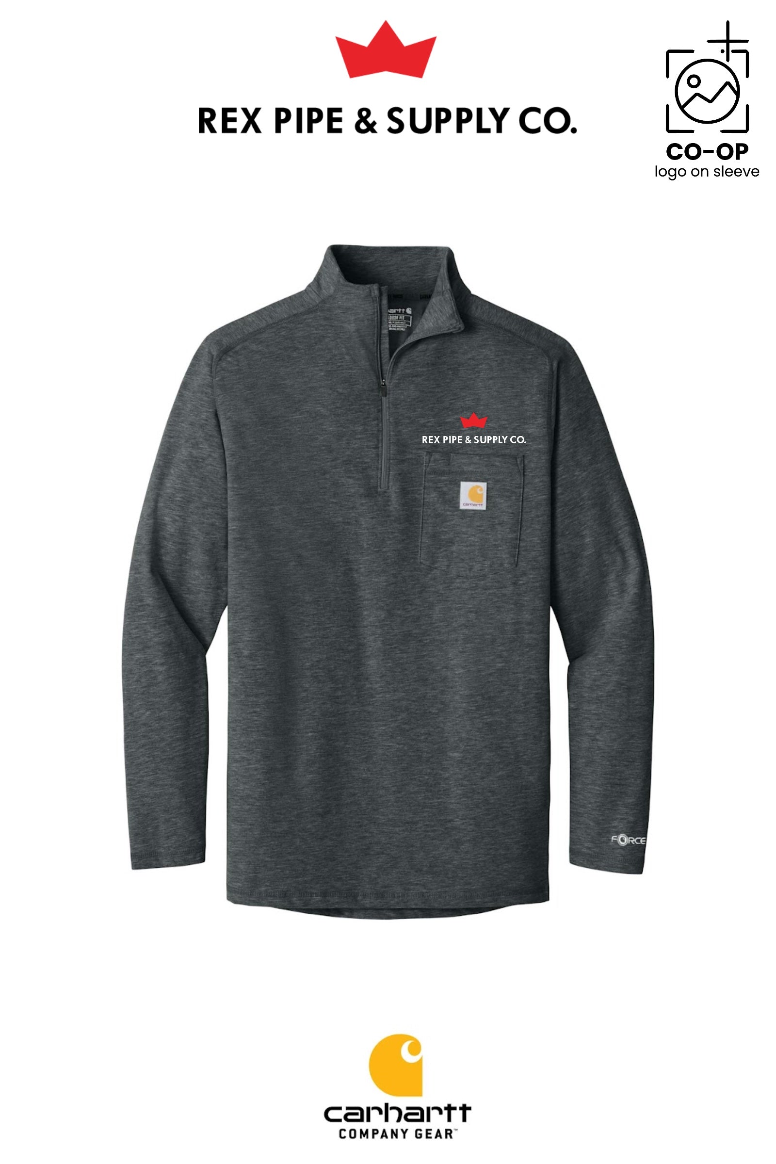 Carhartt Force® 1/4-Zip Long Sleeve T-Shirt - REX PIPE AND SUPPLY