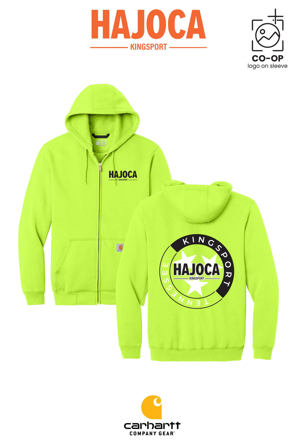Carhartt® Midweight Hooded Zip-Front Sweatshirt - HAJOCA - KINGSPORT (Back Print)