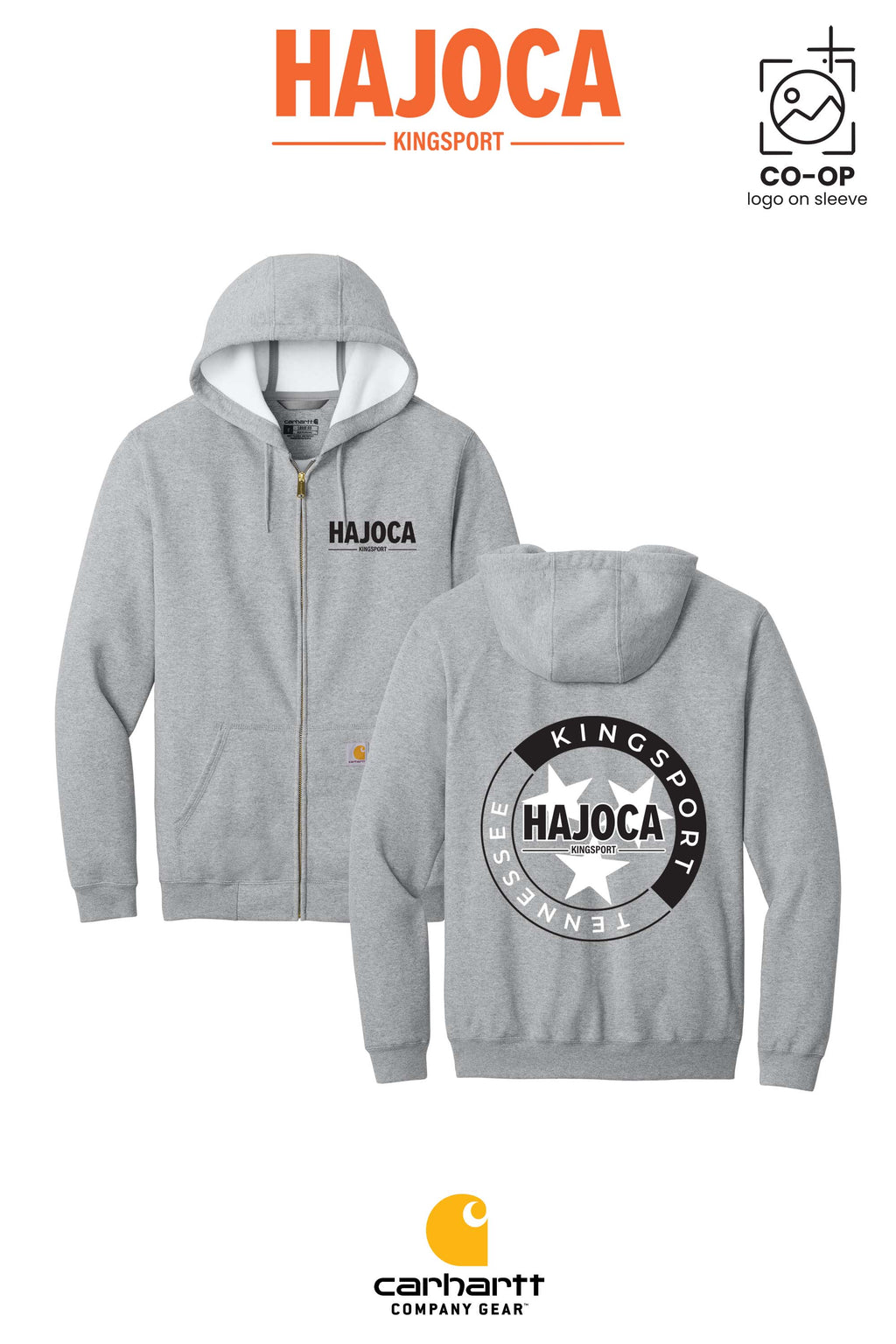 Carhartt® Midweight Hooded Zip-Front Sweatshirt - HAJOCA - KINGSPORT (Back Print)