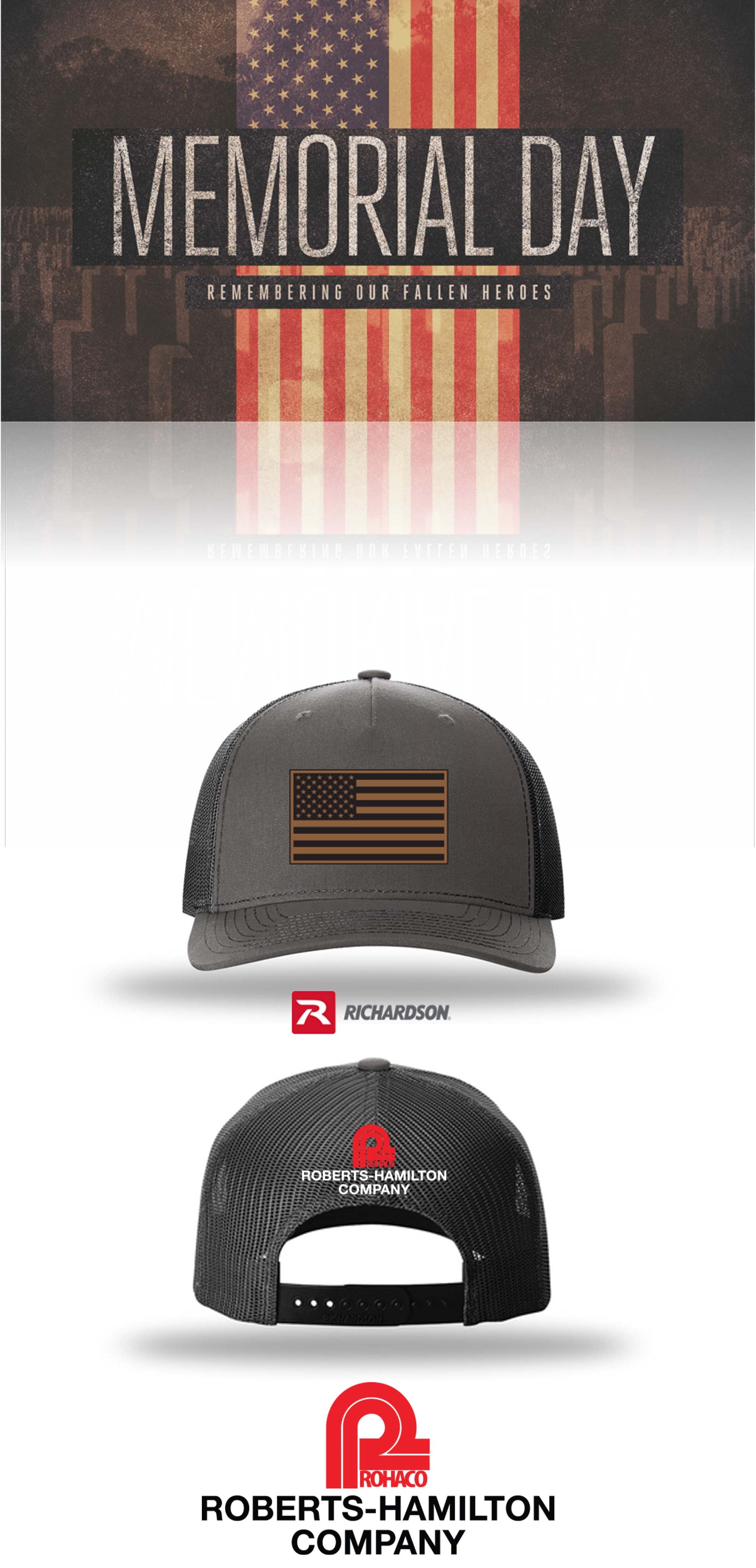 MEMORIAL DAY Richardson 112FP Five-Panel Trucker - ROBERTS-HAMILTON