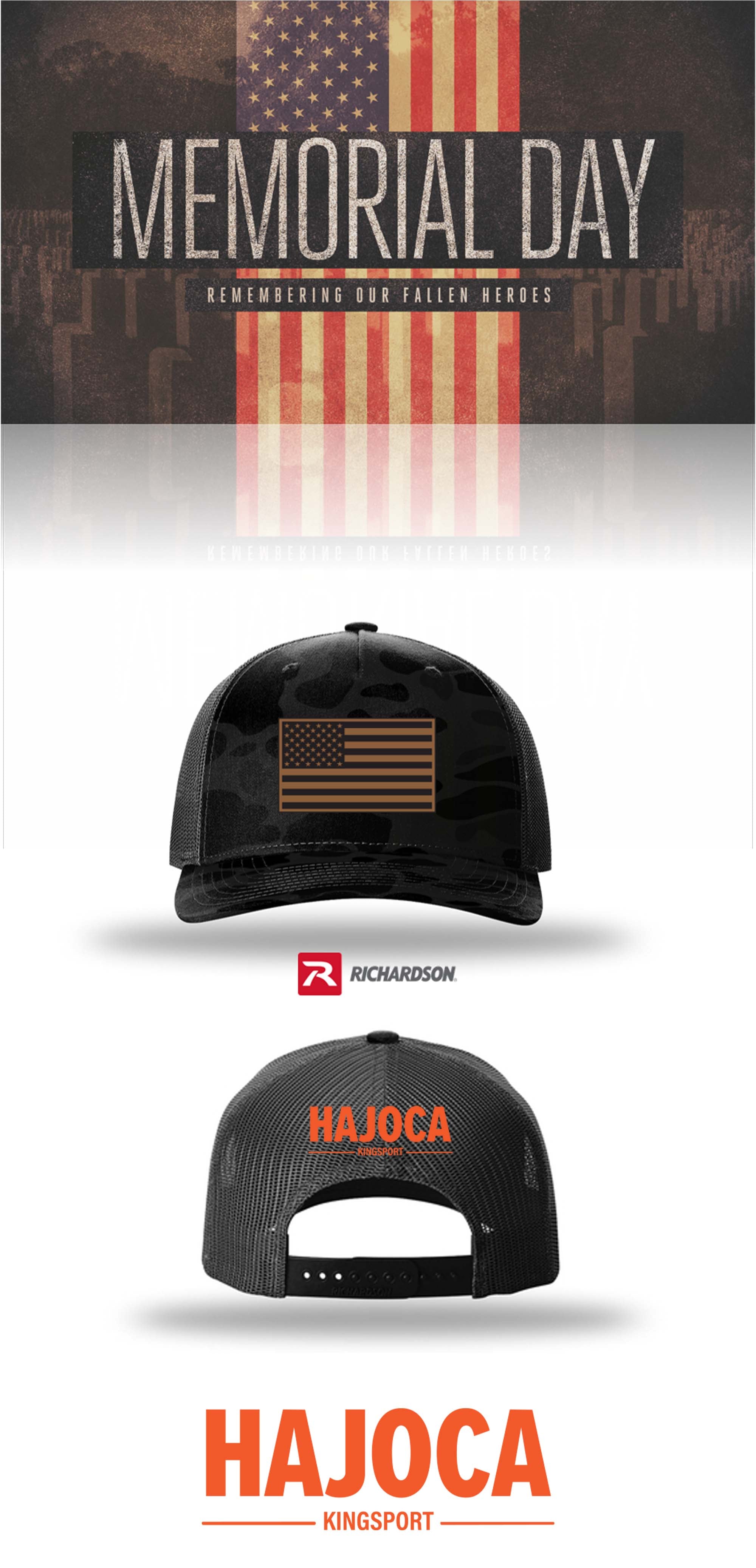 MEMORIAL DAY Richardson 112PFP Printed Five-Panel Trucker - HAJOCA - KINGSPORT