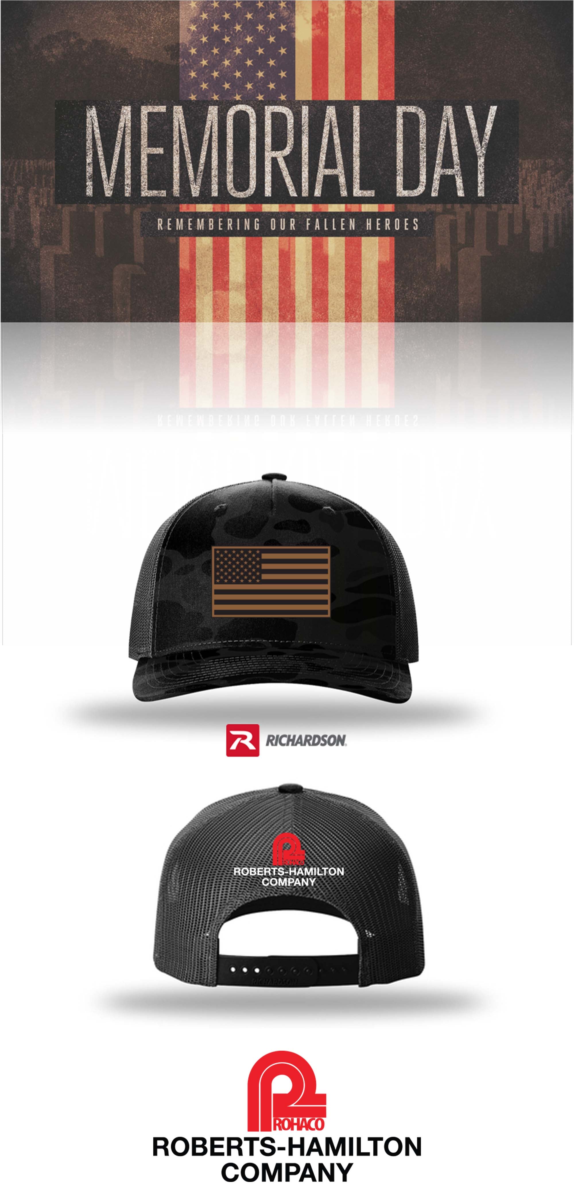 MEMORIAL DAY Richardson 112PFP Printed Five-Panel Trucker - ROBERTS-HAMILTON