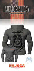 MEMORIAL DAY Port & Co™ Performance UPF 50 Hooded Long Sleeve - HAJOCA FIRE PROTECT & FAB SVC