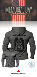 MEMORIAL DAY Port & Co™ Performance UPF 50 Hooded Long Sleeve - REX PIPE AND SUPPLY