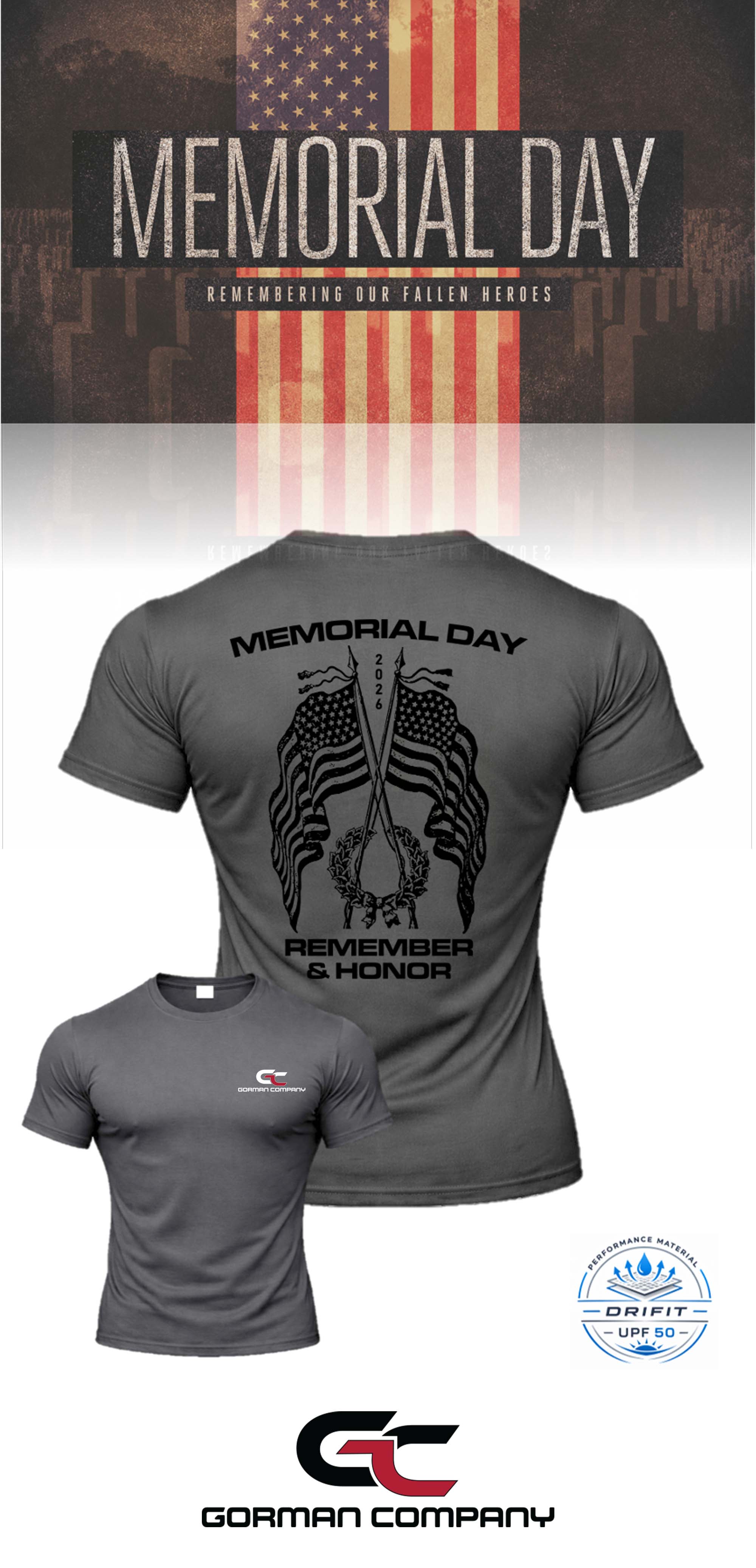 MEMORIAL DAY Port & Co™ Performance UPF 50 Tee - GORMAN CO - CAPE CORAL