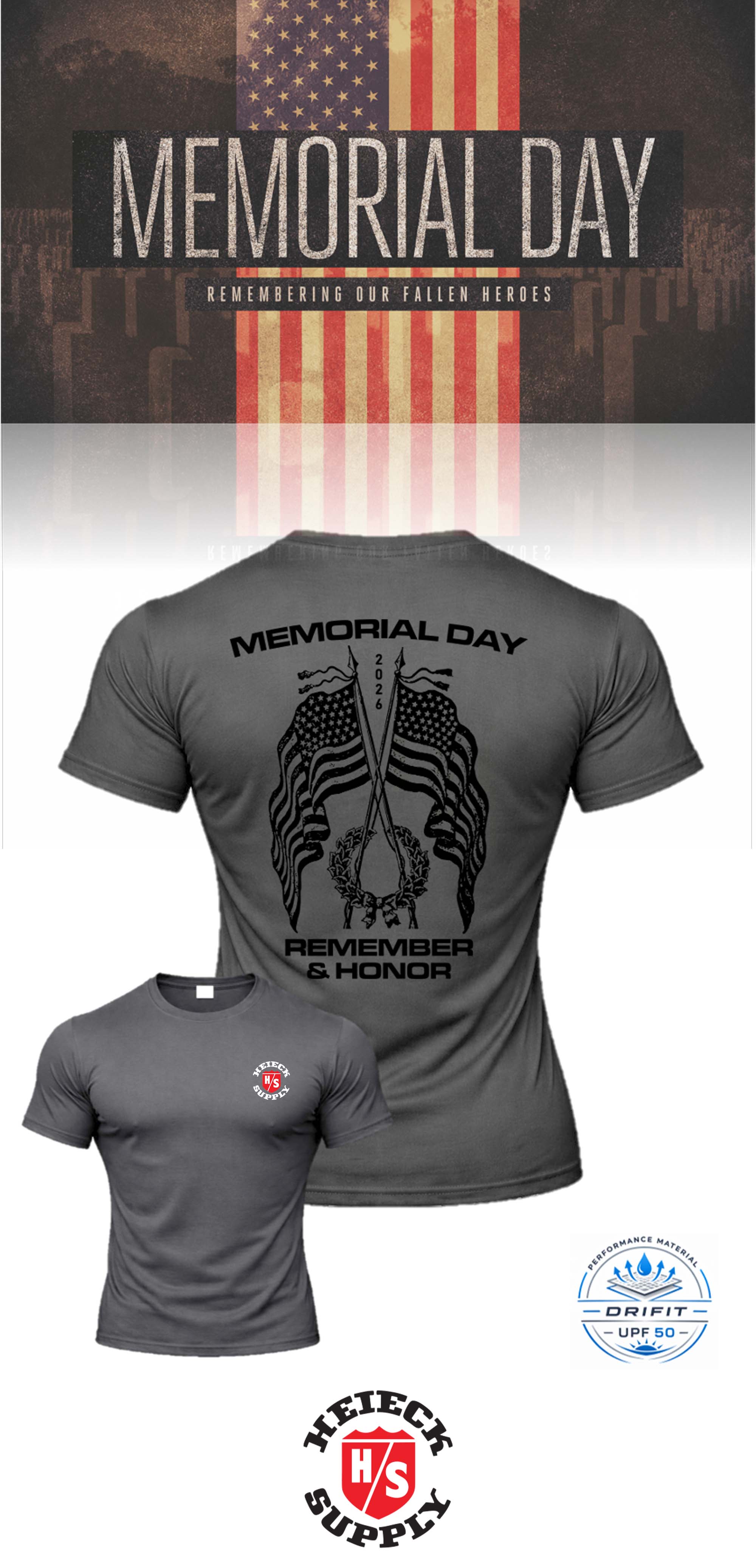 MEMORIAL DAY Port & Co™ Performance UPF 50 Tee - HEIECK SUPPLY