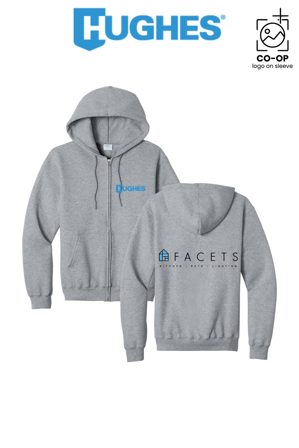 Port & Co™ Core Fleece Full-Zip Hooded Sweatshirt - HUGHES SUPPLY - HUNTERSVILLE