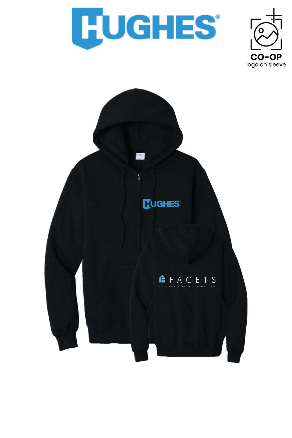 Port & Co™ Core Fleece Full-Zip Hooded Sweatshirt - HUGHES SUPPLY - HUNTERSVILLE