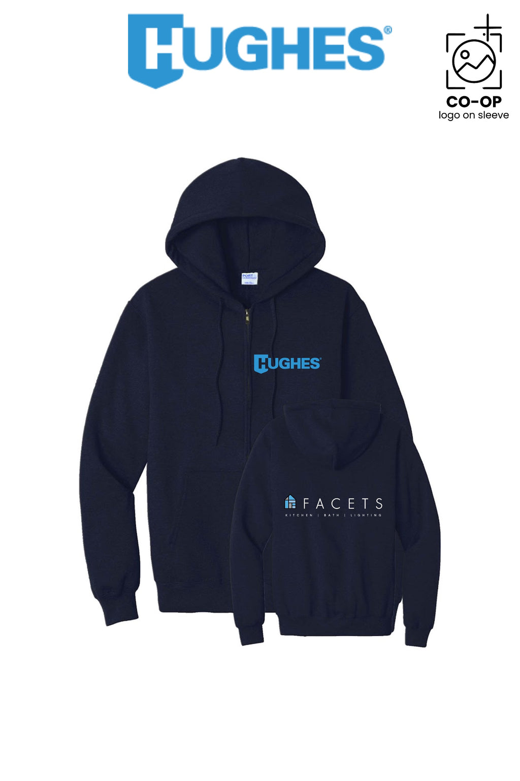 Port & Co™ Core Fleece Full-Zip Hooded Sweatshirt - HUGHES SUPPLY - HUNTERSVILLE